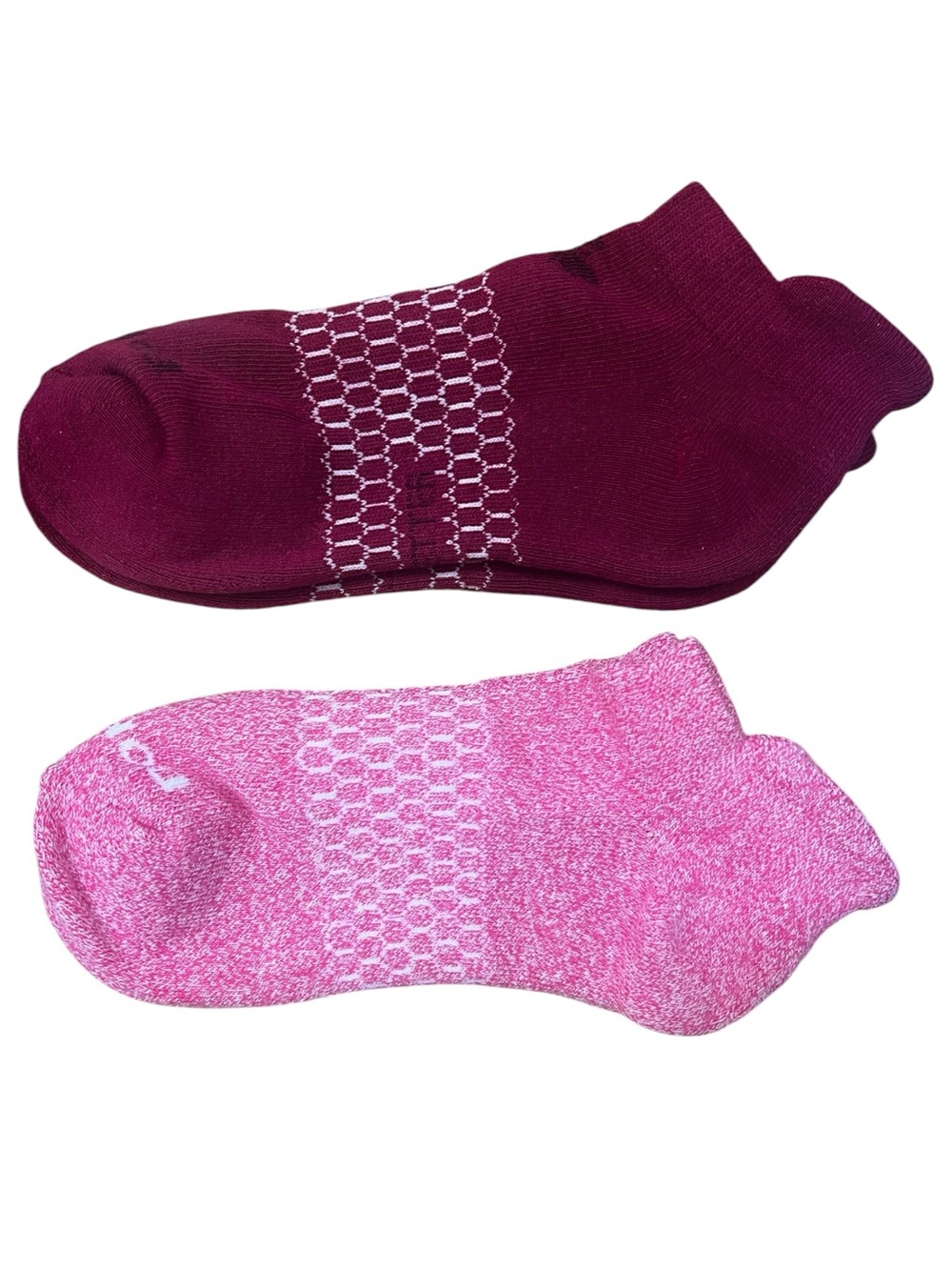 Set of 2 Bombas Women’s Pink Red Ankle Socks M Comfort Cotton Blend Casual